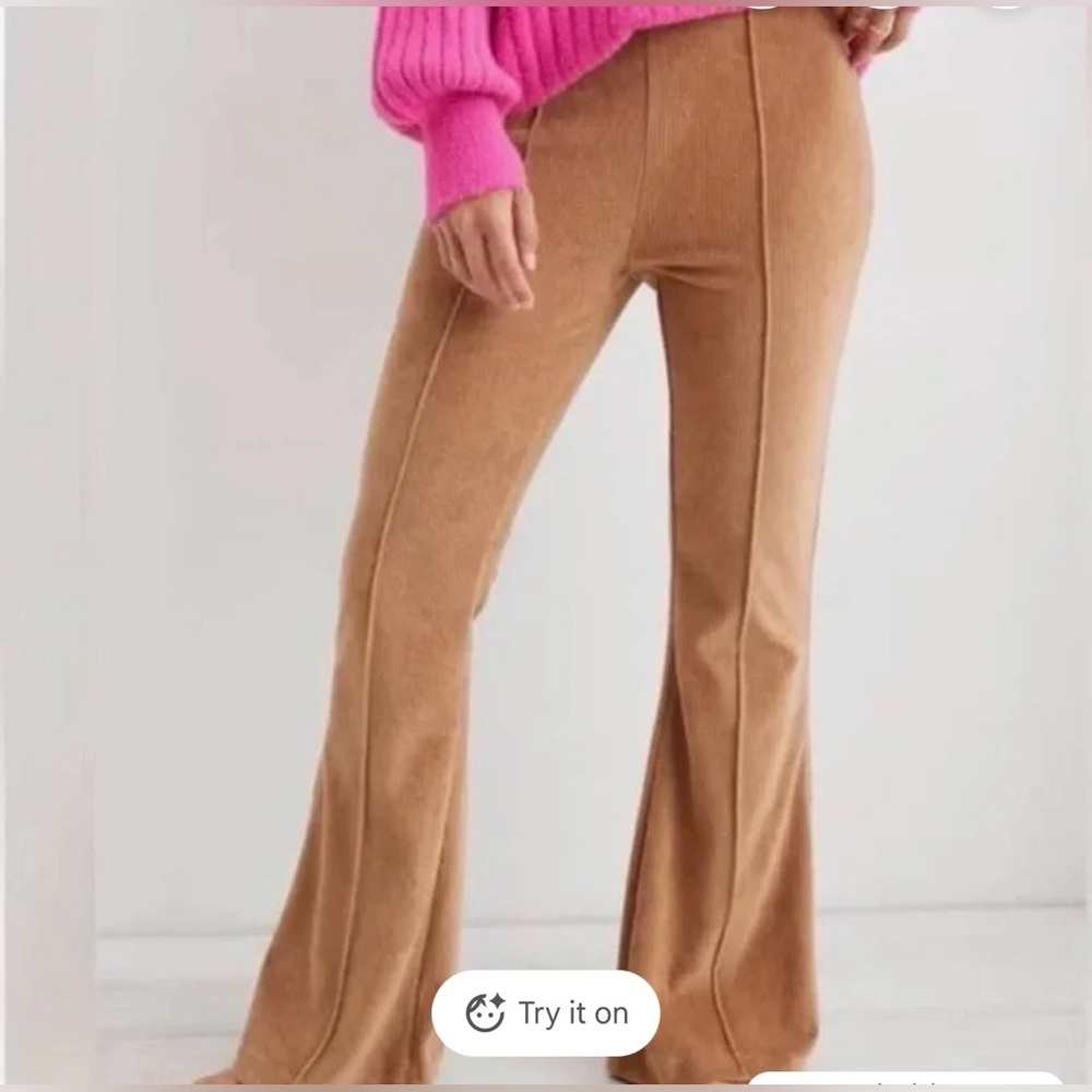 OFFLINE by Aerie Corduroy Flare Pants Large Tan Brown Y2K 70s - Picture 3 of 6